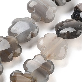 Natural Gray Agate Beads Strands, Flower