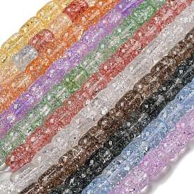 Transparent Crackle Glass Beads Strands, Column