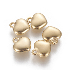 304 Stainless Steel Charms, Puffed Heart