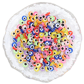 300шт непрозрачные шарики из смолы, плоско-круглые, злые глаза