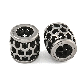 Retro Hollow 304 Stainless Steel European Beads, Large Hole Beads, Column