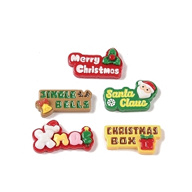 Merry Christmas Opaque Resin Decoden Cabochons, Word Mixed Shapes