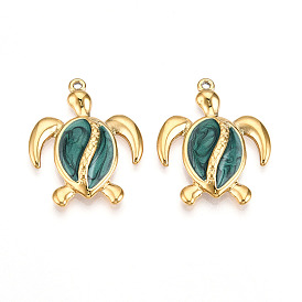 304 подвески из нержавеющей стали, с эмалью, прелести черепахи, ионное покрытие (ip)