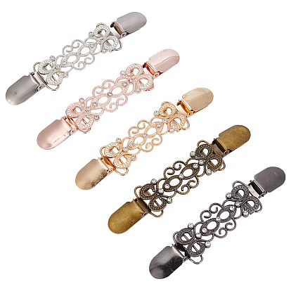 5 шт. 5 цветов, зажимы для кардигана из цинкового сплава с кристаллами и стразами, зажимы воротника свитера, цветок