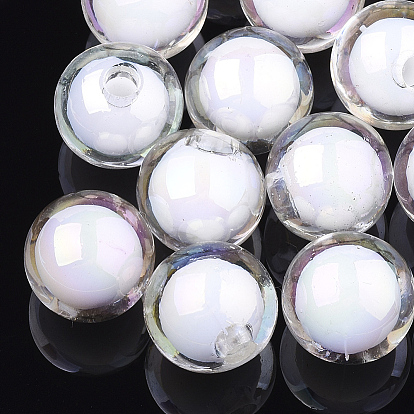 Прозрачные акриловые бусины, уф покрытие и радуга, бусина в бусине, половина пробурено бисера, круглые
