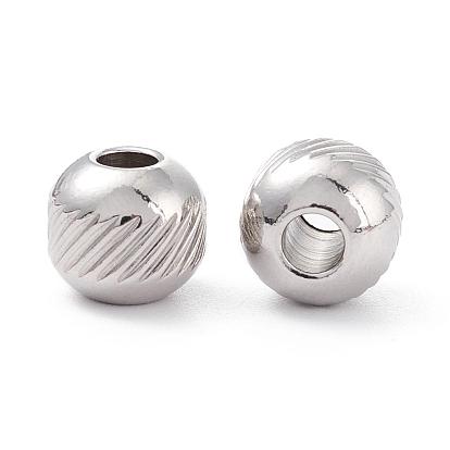 201 Stainless Steel Beads, Round with Twill