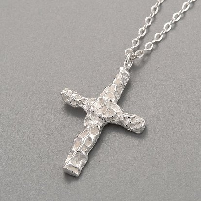 925 подвесные стерлингового серебра ожерелья, с кабельными цепями и пружинными кольцами, крестик