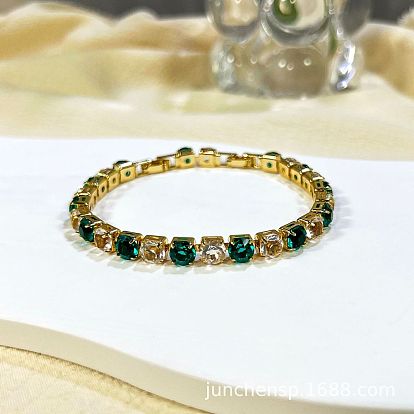 Латунные браслеты-цепочки с микропаве из кубического циркония для женщин, квадратный