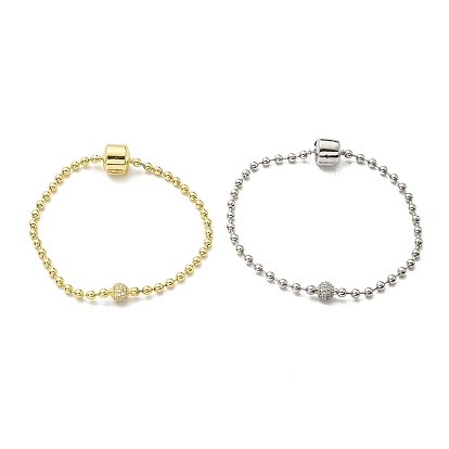 3мм латунные браслеты-цепочки в европейском стиле с шариками для изготовления ювелирных изделий, без кадмия, без никеля и без свинца, с микропаве из прозрачного циркония и застежками