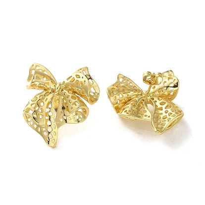 Brass Stud Earrings, Bowknot