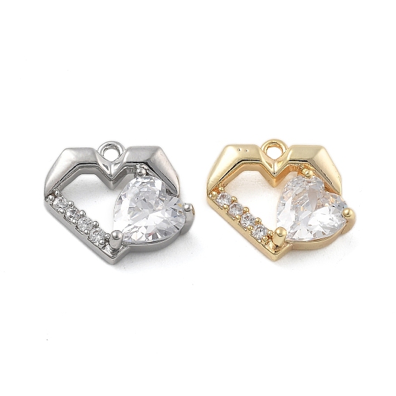 Латунные микро проложить кубического циркония подвески, без кадмия, без никеля и без свинца, сердце прелести
