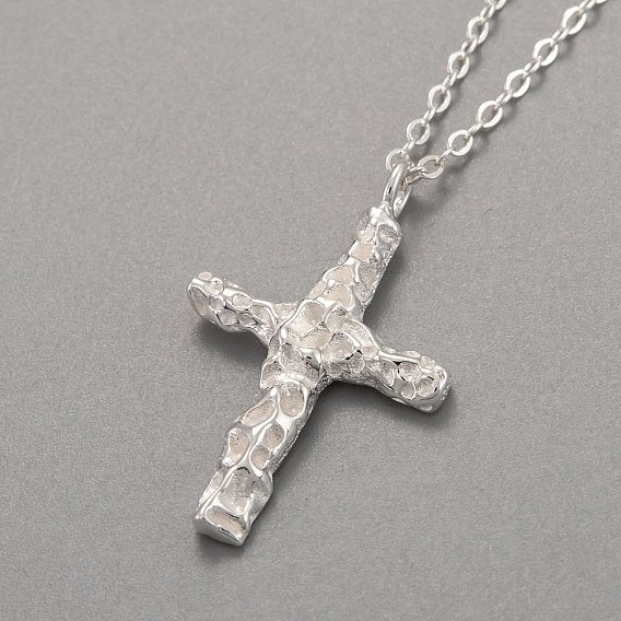 925 подвесные стерлингового серебра ожерелья, с кабельными цепями и пружинными кольцами, крестик