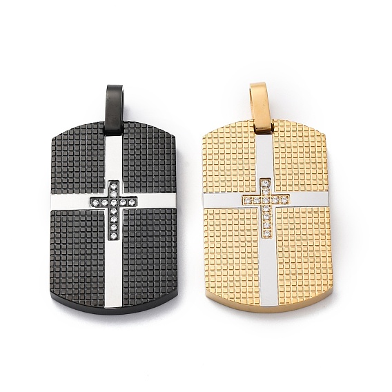 304 микро нержавеющей стали прокладывать Цирконом подвески, ионное покрытие (ip), прямоугольник с поперечными прелести