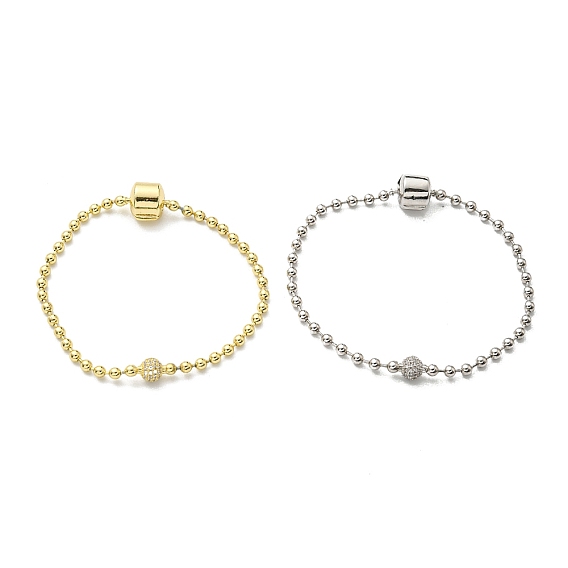 3мм латунные браслеты-цепочки в европейском стиле с шариками для изготовления ювелирных изделий, без кадмия, без никеля и без свинца, с микропаве из прозрачного циркония и застежками