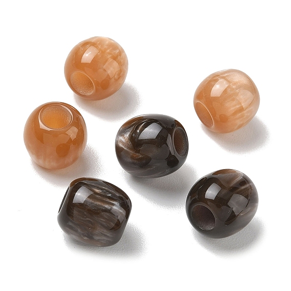 Opaque Resin European Beads, Large Hole Beads, Barrel