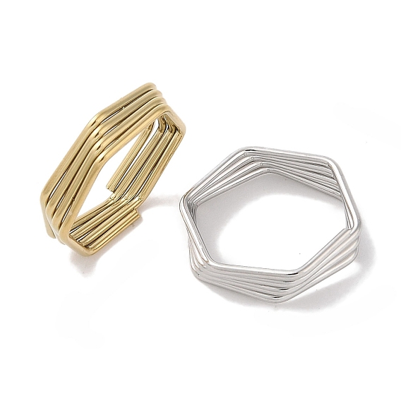 Ионное покрытие (IP) 304 кольца на палец из нержавеющей стали для женщин, шестиугольник