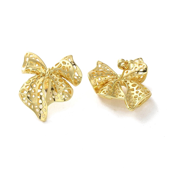 Brass Stud Earrings, Bowknot