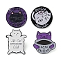 Cartoon Cat Enamel Pins, Black Alloy Badge for Backpack Clothes
