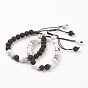 Valentines Day Special Gifts, Natural Lava Rock and Howlite Braided Bead Bracelets