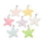 Transparent Resin Pendants, Starfish Charms, with Platinum Iron Loop