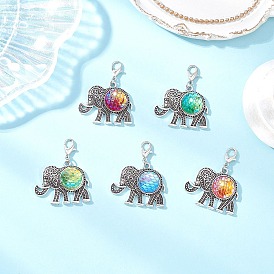 Подвеска из смолы украшения, с цинковым сплавом застежками омаров коготь, слон, старинное серебро и платина