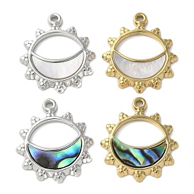 Цветок с луной 304 подвески из натуральной ракушки пауа из нержавеющей стали/белой ракушки