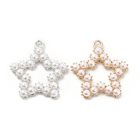 Alloy Pendants, with ABS Imitation Pearl Beads, Star Charm