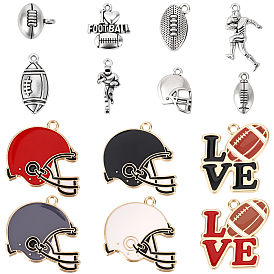 52 шт. 14 стили регби тематика сплав эмалированные подвески, разнообразные, без кадмия, без никеля и без свинца