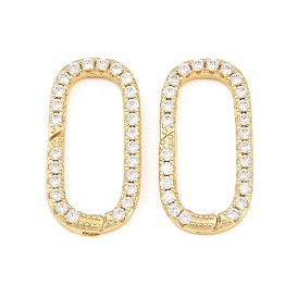 Овальные латунные кольца с микропаве из прозрачного кубического циркония с пружинным затвором, долговечный, стойки покрытие, без свинца и без кадмия