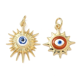 Латунь эмаль подвески, с целью перехода в кольце, солнце с оберегом от сглаза, реальный 18 k позолоченный