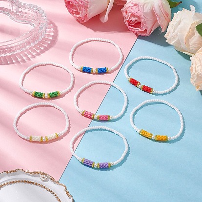 Стеклянные бусины эластичные браслеты для женщин, со стеклянным жемчугом