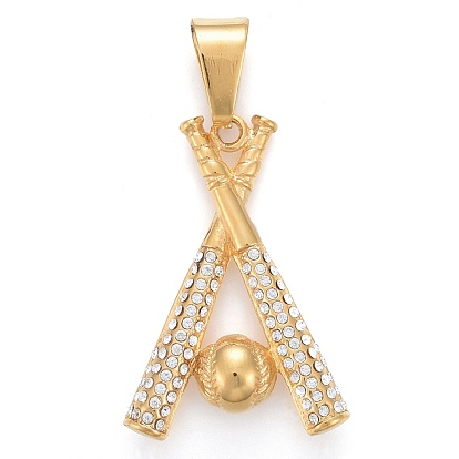 304 подвески из нержавеющей стали, с кристально горный хрусталь, бейсбол