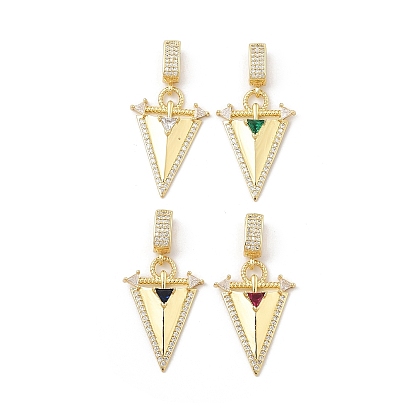 Латунь микро проложить кубический цирконий европейские подвесные подвески, без кадмия и без свинца, треугольник прелести