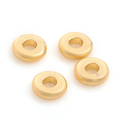 Matte Style Rack Plating Brass Spacer Beads, Long-Lasting Plated, Flat Round
