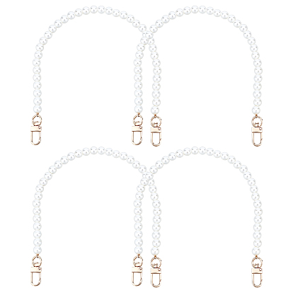 4pcs sangles de chaîne de sac, avec des perles d'imitation en plastique ABS et des fermoirs pivotants en alliage de zinc doré clair, pour les accessoires de remplacement de sac
