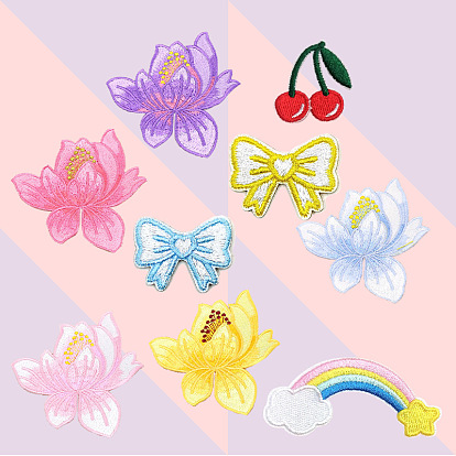 Embroidery Iron on/Sew on Patch, for Costume Bag Hat, Flower/Rainbow/Bowknot