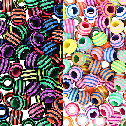 400шт. 2 цвета, окрашенные акриловой краской из баллончика, европейские бусины, бусины с большим отверстием, рондель с полосой