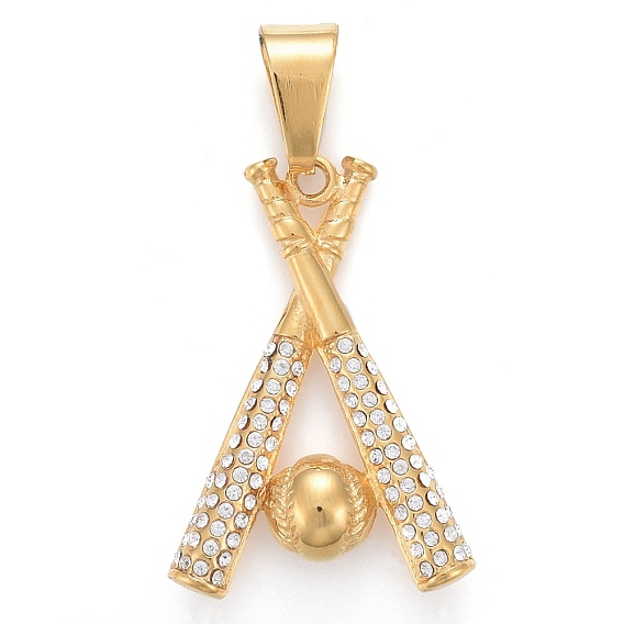 304 подвески из нержавеющей стали, с кристально горный хрусталь, бейсбол