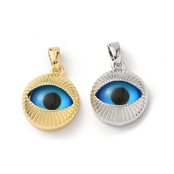 Латунь стекло кулоны, плоские круглые с глаз