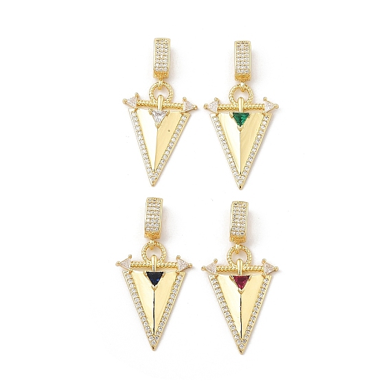 Латунь микро проложить кубический цирконий европейские подвесные подвески, без кадмия и без свинца, треугольник прелести