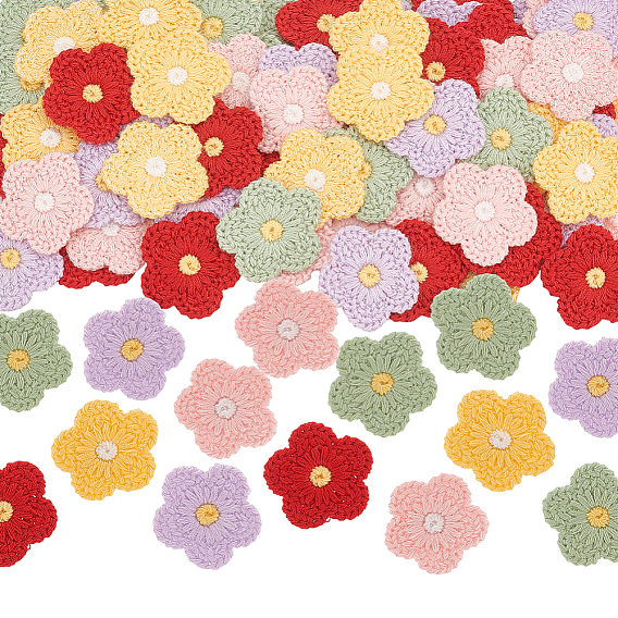 100 шт. 5 цвета, двухцветный полиэстер, вязаные украшения, аксессуары, для поделок поделки, цветок