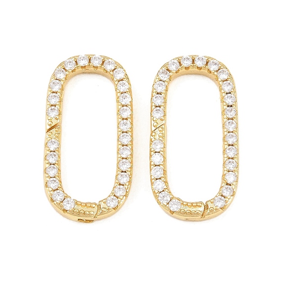 Овальные латунные кольца с микропаве из прозрачного кубического циркония с пружинным затвором, долговечный, стойки покрытие, без свинца и без кадмия