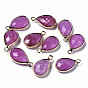Natural Agate Pendants, Dyed, Faceted, with Golden Plated Brass Edge and Loop, Teardrop