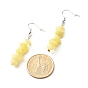 Natural & Synthetic Mixed Stone Chip Beads Dangle Earrings, Brass Jewelry for Girl Women, Platinum