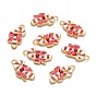 Pendentifs en émail , sans cadmium et sans plomb, avec strass, béquille noël, rouge et blanc, 27x14x3mm, Trou: 3mm