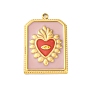 304 подвески из нержавеющей стали, с эмалью, прямоугольник с подвеской в виде священного сердца, ионное покрытие (ip)