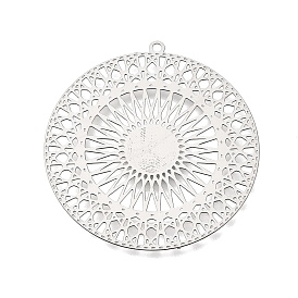 201 подвески из нержавеющей стали, плоские круглые подвески с узором мандалы, гравированные металлические украшения