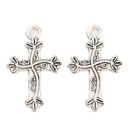 Tibetan Style Zinc Alloy Pendants, Lead Free & Cadmium Free, Cross, 24.8x15.8x1.6mm, Hole: 2mm, about 500pcs/500g