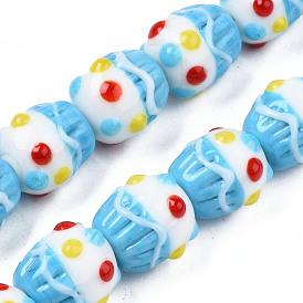 Handmade Bumpy Lampwork Beads Strands, Cake