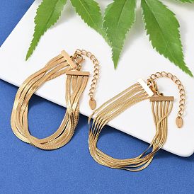 304 многорядные браслеты-змейки из нержавеющей стали для женщин